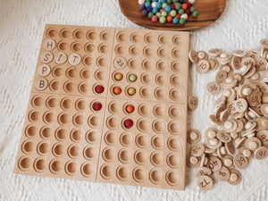 Hundred Counting Board with Alphabets, Numbers and Wool Balls