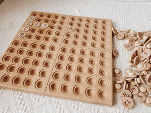 Hundred Counting Board with Alphabets, Numbers and Wool Balls