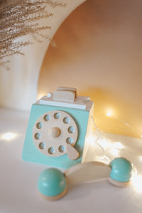 As-Is - Mint Wooden Retro Phone