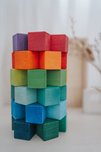 Rainbow Cube Blocks with Tray