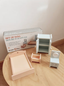 Wonderbox Pastel Dollhouse Furniture - Bedroom Accessories