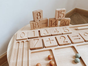 Math Tracing Board with Tiles Set - Reggio Emilia Inspired Play Set