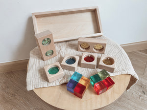 Discovery Wooden Gem Blocks Set with Acrylic Cubes
