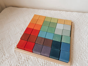 Rainbow Cube Blocks with Tray