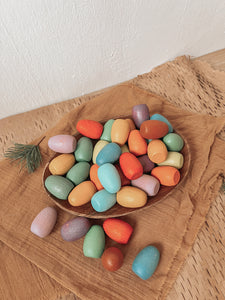 Wooden Rainbow Eggs Loose Parts