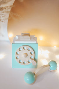 As-Is - Mint Wooden Retro Phone