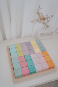 Pastel Cube Blocks with Tray
