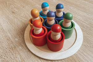 Rainbow Peg Doll with Sorting Cups & Tray
